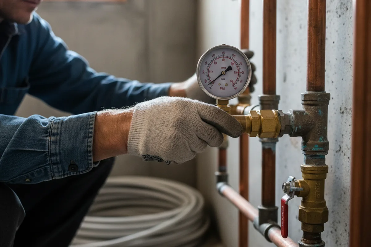 Pressure testing a repaired line during Water Line Repair in Emmetsburg